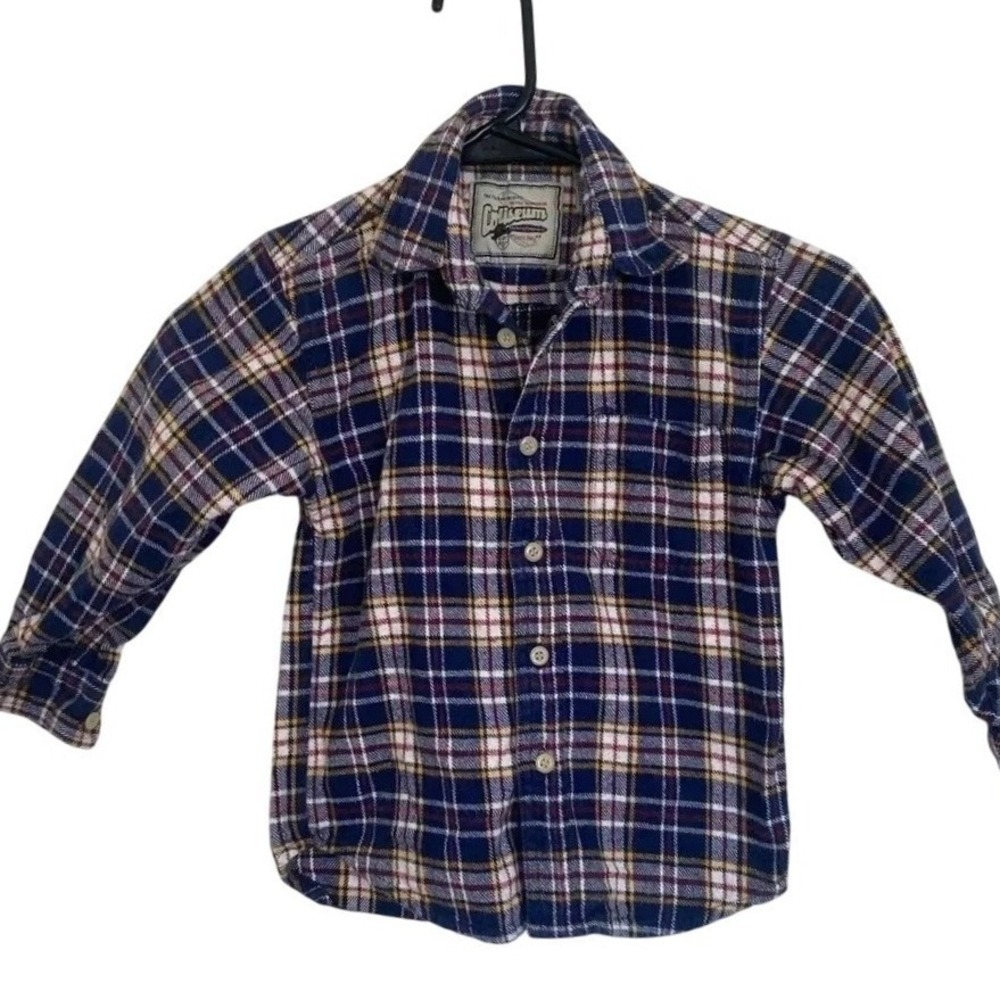 Coliseum Flannel Shirt Boys Size S Plaid Button Up Long‎ Sleeve Casual Sz 5